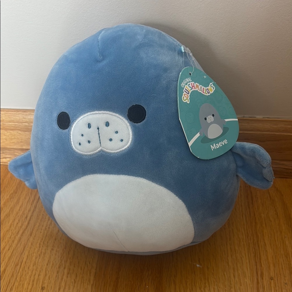 Squishmallows Maeve Blue and White Plush Seal